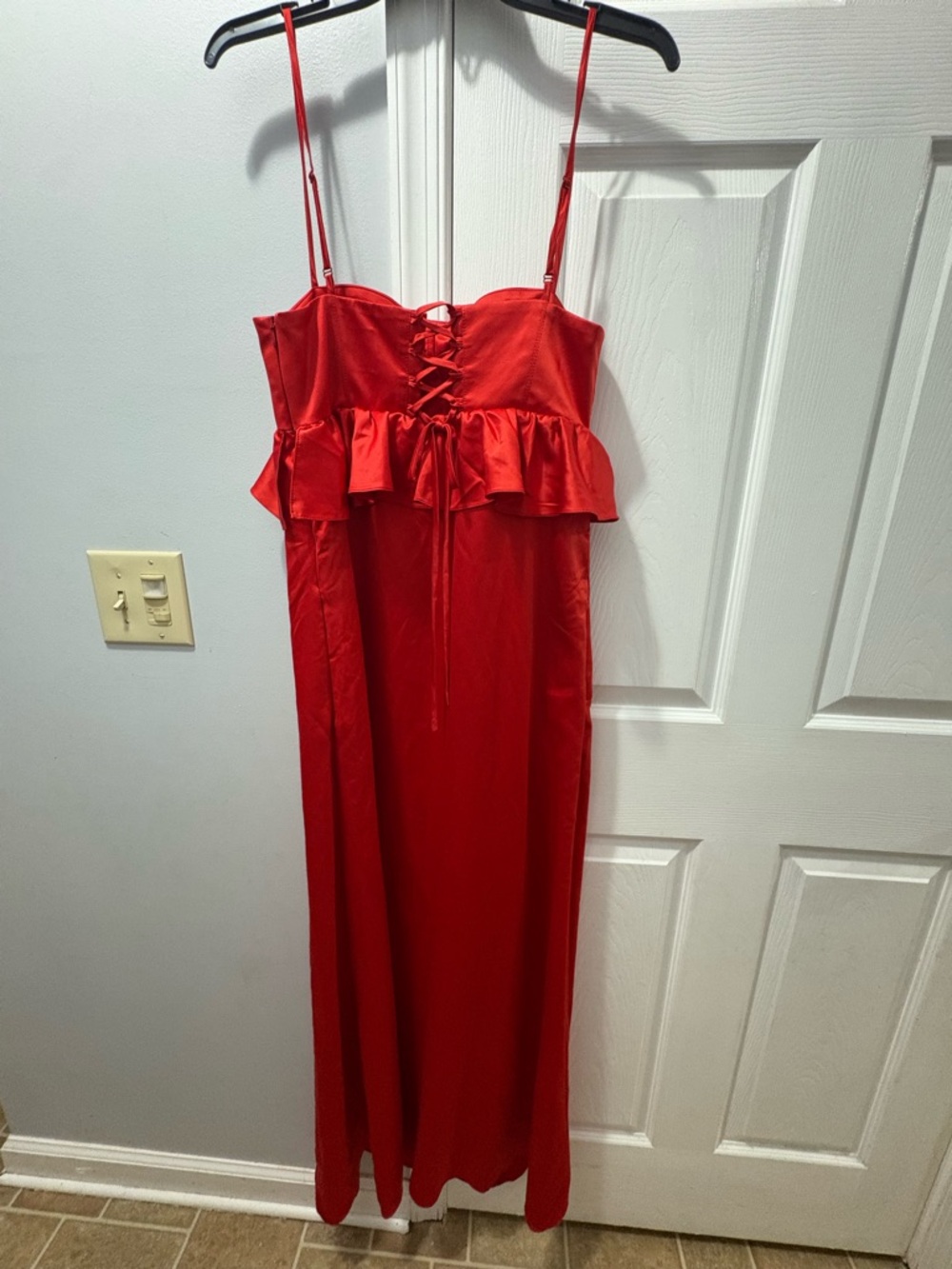 Kika Vargas Tuckernuck Scarlet Ruffled Satin Maxi Dress Size Large NWT - Picture 5 of 7